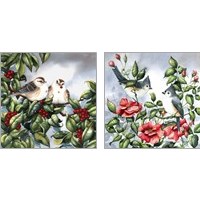 Framed 'Birds in Branches 2 Piece Art Print Set' border=