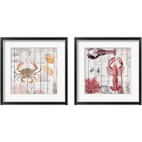Framed 'Crabs on Driftwood Panel 2 Piece Framed Art Print Set' border=