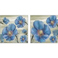 Framed 'Blue Poppies 2 Piece Art Print Set' border=