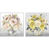 Framed 'Beautiful Floral Bouquet 2 Piece Art Print Set' border=
