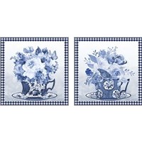 Framed 'Blue Teacup Bouquet 2 Piece Art Print Set' border=
