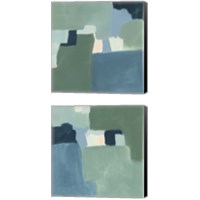 Framed 'Teal and Sage 2 Piece Canvas Print Set' border=