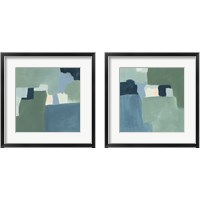 Framed 'Teal and Sage 2 Piece Framed Art Print Set' border=