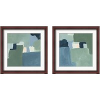 Framed 'Teal and Sage 2 Piece Framed Art Print Set' border=