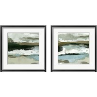 Framed 'Textured Ocean Tide 2 Piece Framed Art Print Set' border=