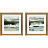 Framed 'Textured Ocean Tide 2 Piece Framed Art Print Set' border=