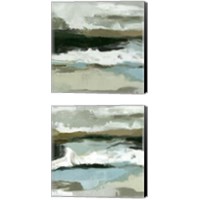 Framed 'Textured Ocean Tide 2 Piece Canvas Print Set' border=