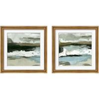 Framed 'Textured Ocean Tide 2 Piece Framed Art Print Set' border=
