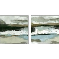 Framed 'Textured Ocean Tide 2 Piece Art Print Set' border=