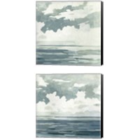 Framed 'Textured Blue Seascape 2 Piece Canvas Print Set' border=