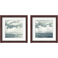 Framed 'Textured Blue Seascape 2 Piece Framed Art Print Set' border=