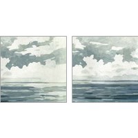 Framed Textured Blue Seascape 2 Piece Art Print Set