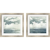 Framed 'Textured Blue Seascape 2 Piece Framed Art Print Set' border=