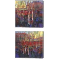 Framed 'Patchwork Trees 2 Piece Canvas Print Set' border=
