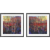 Framed 'Patchwork Trees 2 Piece Framed Art Print Set' border=