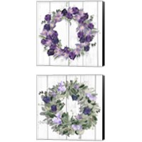 Framed 'Purple Tulip Wreath 2 Piece Canvas Print Set' border=