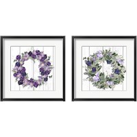 Framed 'Purple Tulip Wreath 2 Piece Framed Art Print Set' border=