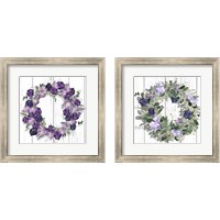 Framed 'Purple Tulip Wreath 2 Piece Framed Art Print Set' border=