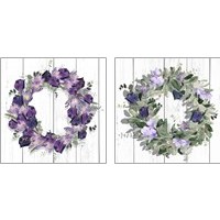 Framed 'Purple Tulip Wreath 2 Piece Art Print Set' border=