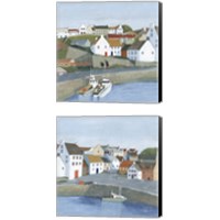 Framed 'Old Coast Town 2 Piece Canvas Print Set' border=