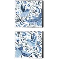 Framed 'Blue Bird Folk 2 Piece Canvas Print Set' border=