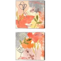 Framed 'Flower Shimmer  2 Piece Canvas Print Set' border=