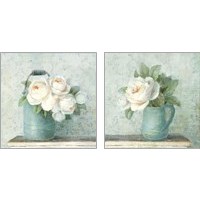 Framed 'June Roses White Blue 2 Piece Art Print Set' border=