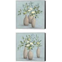Framed 'Natural Bouquet Blue 2 Piece Canvas Print Set' border=