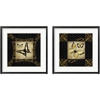 Framed 'Golden Butterflies 2 Piece Framed Art Print Set' border=