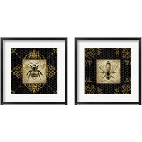 Framed 'Golden Honey Bee 2 Piece Framed Art Print Set' border=