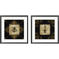 Framed 'Golden Honey Bee 2 Piece Framed Art Print Set' border=