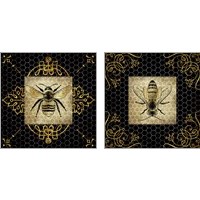 Framed 'Golden Honey Bee 2 Piece Art Print Set' border=