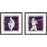 Framed 'American Baseball Player 2 Piece Framed Art Print Set' border=