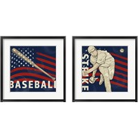 Framed 'Vintage Baseball Sign 2 Piece Framed Art Print Set' border=