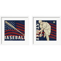 Framed 'Vintage Baseball Sign 2 Piece Framed Art Print Set' border=