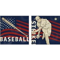 Framed 'Vintage Baseball Sign 2 Piece Art Print Set' border=