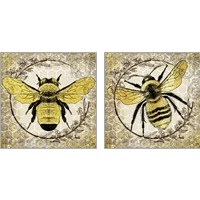 Framed 'Honey Bee 2 Piece Art Print Set' border=