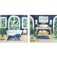 Framed 'Tropical Bathroom 2 Piece Art Print Set' border=