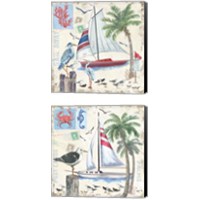 Framed 'Post Cards and Palms 2 Piece Canvas Print Set' border=
