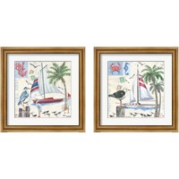 Framed Post Cards and Palms 2 Piece Framed Art Print Set