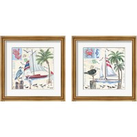 Framed Post Cards and Palms 2 Piece Framed Art Print Set