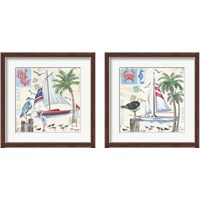 Framed Post Cards and Palms 2 Piece Framed Art Print Set
