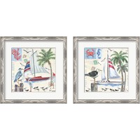 Framed 'Post Cards and Palms 2 Piece Framed Art Print Set' border=