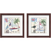 Framed 'Post Cards and Palms 2 Piece Framed Art Print Set' border=