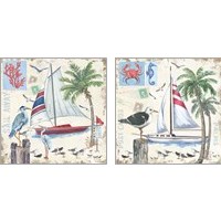 Framed Post Cards and Palms 2 Piece Art Print Set