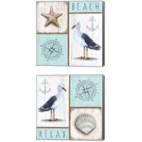 Framed 'Nautical Beach 2 Piece Canvas Print Set' border=