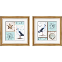 Framed 'Nautical Beach 2 Piece Framed Art Print Set' border=