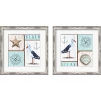 Framed 'Nautical Beach 2 Piece Framed Art Print Set' border=