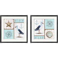 Framed 'Nautical Beach 2 Piece Framed Art Print Set' border=