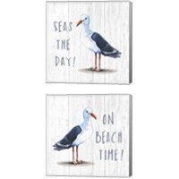 Framed 'On Beach Time 2 Piece Canvas Print Set' border=